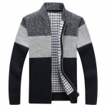 Kevadtalvine meeste kardigan &uuml;herealine mood kudum Plus Size kampsun &otilde;mblusega Colorblock Stand krae mantlid jakid M