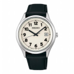 SEIKO 100 meetrit veekindel p&auml;ikesetoitega kvarts nahast rihm 38,7 mm meeste k&auml;ekell valge sihverplaat SBPX157 sinine