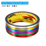 6/12 tk Prisma lindi 5/12/15/25 mm x 30 m Holograafiline metalliseeritud peegeldav isekleepuv lint DIY kunstiks k&auml;sit&ouml;&ouml;ks pakkimiseks seinakaunistuseks