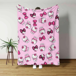 1 tk Sanrio Hello Kitty flanelltekk - 2D-tr&uuml;kiga, pehme visketekk magamistuppa, elutuppa, telkimiseks, t&auml;iuslik festivali- v&otilde;i s&uuml;nnip&auml;evakingitus 130X150cm