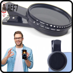 AEF7-1 Komplekt P&auml;ikesevarjutuse Telefonifilter 52mm Kaamer objektiivifilter ND 2-400 Nutitelefoni Objektiivifilter Klambriga Objektiivikate must