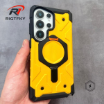 Jalaga &uuml;mbris magnetilise kinnitusega Samsung S26 Ultra S25 S24 S23 S26ULTRA jaoks Tugev p&otilde;rutuskindel raskeveokite soomus MagSafe kaitse&uuml;mbris Galaxy S25 Ultra kollane
