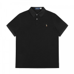 DS083 Ralph Lauren Suvine Meeste ja Naiste 100% Puuvillane Pique Polo S&auml;rk Klassikalise Hobuse Tikitud Logoga XS must