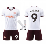 Manchester City Haaland Laste Jalgpallis&auml;rgi Komplekt Spordivarustus Valge Pol&uuml;ester Hingav Kiiresti Kuivav Treeningkomplekt 130-140 CM valge