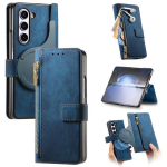 2-&uuml;hes magnetiline t&otilde;mblukuga kaardipesa nahast &uuml;mbris Samsung Galaxy Z Fold 8 ultra 7 6 5 jaoks juhtmevaba laadimisega kott rahakott kate Galaxy Z Fold 4 sinine
