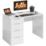 K&otilde;rgl&auml;ikega arvutilaud 4 sahtliga, 110 x 60 cm, laud hoiustamisruumiga, moodne stiil, valge 110 x 61.5 x 75 cm
