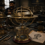 Messingist armillaarsf&auml;&auml;ri gloobus, Merendusastrolaab Zodiac Dekoratsioon Kingitus black