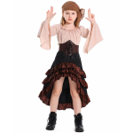 Halloweeni Laste T&uuml;drukute Keskaegne Piraadi Cosplay Kost&uuml;&uuml;m Kapten Jahinaise Korsettkleit Paeltega Retro Gooti &Uuml;likond Peokleidid M valge