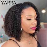 Afro Kinky Krussis Inimese Juustest Peapaela Parukas Mustadele Naistele 180% Tihedus Brasiilia Remy T&auml;ielikult Masinaga Valmistatud 100% Inimese Juustest YARRA 12inch&180% beige
