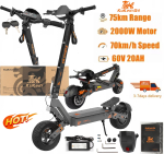 KuKirin G4 Elektriroller 2000W 60V 20Ah, 70km/h 75km S&otilde;iduulatus, 11 Tubeless Rehv Maastiku t&auml;iskasvanute E-roller 11" must