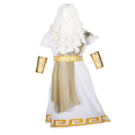Kreeka jumal Zeus kost&uuml;&uuml;m lastele Halloweeni peoks rollim&auml;ngu riietus Rooma stiilis v&auml;ikelapse poisi riietumiskost&uuml;&uuml;m S Kids 4-5Y white
