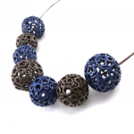 NOA [J2261] - Collier Cr&eacute;ateur 'Flora' bleu marron sinine