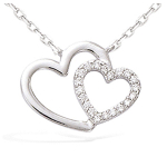 Les Tr&eacute;sors De Lily [N6862] - Collier Argent 'Love' blanc argent&eacute; (rhodi&eacute;) - 18x15 mm h&otilde;be