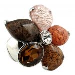 Les Tr&eacute;sors De Lily [P8383] - Bague Cr&eacute;ateur 'Acapulco' marron argent&eacute; (fleur) - 30x30 mm pruun