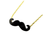 7bis [Q1508] - k&auml;sit&ouml;&ouml;line kaelakee  Moustache  must kuld - 15x5 mm must