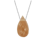 Les Tr&eacute;sors De Lily [Q6774] - h&otilde;bedane kaelakee 'Meghan' h&otilde;beroosa kuukivi (roodiumiga kaetud) - 11x6 mm Heleroosa