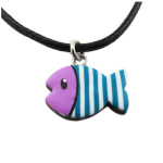 Les Tr&eacute;sors De Lily [R1314] - Collier artisanal 'Colombine & Arlequin' violet bleu - 16x11 mm (poisson) lilla