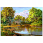 Teemantmaal Ristpistes Maastik Isetehtud teemantmosaiikpilt Rhinestone teemanttikandid K&auml;sitsi valmistatud kodukaunistus 20X30CM