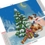 Teemantmaal T&auml;isruudukujuline J&otilde;ulud Uus Saabumine Teemanttikandid Koer Mosaiik Loom K&auml;sitsi valmistatud Kingitus Full Round （30x30CM）