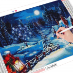 3D-teemantmaaling lumemaastik T&auml;isruudukujuline teemanttikandid Talvine t&uuml;druk, mosaiik, kivist pilt, sisekujundus koduks Full Round (20X30CM)