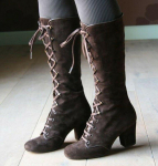 Riie 007 &Uuml;mmarguse varbaga plokk-kontsaaapad Naiste n&ouml;&ouml;riga kesksaapad Gooti vintage stiilis saapad 39 pruun