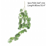 Kunstsiidist troopilised palmilehed Viinapuu V&otilde;ltsitud džungli kilpkonnalehed rotangist taimed Kodu seinale riputatud kaunistus 80 cm roheline