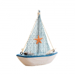 1 tk Mini Vahemere stiilis mereline mereline puidust sinine purjepaat Puidust k&auml;sit&ouml;&ouml; Purjeka kaunistused peoruumi kodukaunistus starfish