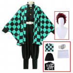 Demon Slayer Kimetsu no Yaiba Tanjiro Kamado Cosplay kost&uuml;&uuml;m Kimono Mantel Halloweeni pidu Anime riided vormikomplekt XXXL