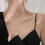 ANENJERY mood loominguline liblikas lilledega kaelakee, tsirkoonist kristallkarbiga kaelakee naistele, ehete hulgim&uuml;&uuml;k h&otilde;be