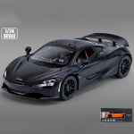 1/24 McLaren 720S m&auml;nguautomudel, tsingisulamist tagasit&otilde;mmatav heli- ja valgusega auto ning avatud kereuks, m&auml;nguauto lastele poisile t&uuml;drukule kingitus 1:24-Size:20.5*8.7*5cm must