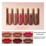 6 t&uuml;kki Matte Rose huulepulka Vedel huulepulk, mida pole lihtne Cup Mist huulepulga komplekti kinkekarbis kleepida