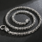 Goth Skull Face Man Kaelakee Roostevabast Terasest Punk Ehted 6MM Lai 28,3 Long Link Chain Kaelakeed Halloweeni kingitused k&uuml;lalistele 72CM
