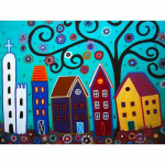 Teemantmaali t&auml;ispuurkomplekt Abstract Tree Scenery 5D DIY Diamond Art Full Round 20x30CM