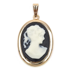 Les Tr&eacute;sors De Lily [R3663] - kullatud ripats  Cameo  must kuld - 30x23 mm must