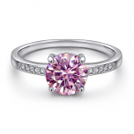 BagueRingeni luksuslik D v&auml;rvi 2CT moissanite s&otilde;rmus Pass Diamond Test abielus&otilde;rmus naistele 925 Sterling h&otilde;be ehtes&otilde;rmus 10 roosa