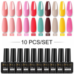 10/20/30 Colors geelk&uuml;&uuml;nelakkide komplekt geellaki komplekt manik&uuml;&uuml;ri poolp&uuml;sivaks h&uuml;briidlakkide alus- ja &uuml;laosa k&uuml;&uuml;nte kunstiks