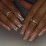 24 tk/komplekt Quick Nails Gold Glitter French False Nials kleebis Kantav veekindel manik&uuml;&uuml;r viimistletud k&uuml;&uuml;ned