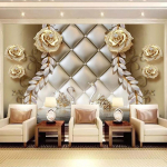 Foto 3D kullast Soft Shell ehted Lillekunst Seinapilt Moodne elutoa Diivan TV Tausta Seinatapeet 200 cm(W) x 140 cm(H) white