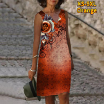 Naiste V-kaelusega suvine k&uuml;lm ja hiilgav sinine roos rinnal Mustriga kleit vabaaja varrukateta mood vabaaja vabad seksikad kleidid, suur suurus XS-8XL XS