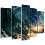 Viieosalise pildiga l&otilde;uenditr&uuml;kk Churning waves 100x70 kollane
