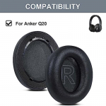 Asendusk&otilde;rvapadjad Anker Soundcore Life Q20 / Q20BT k&otilde;rvaklappide k&otilde;rvaklappide k&otilde;rvaklappide padjade parandusosad valgulise naha ja m&auml;luvahuga must