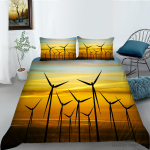 3D tuuleveski muster Luksuslik kodu voodipesu komplekt t&auml;issuuruses tekikate ja padjap&uuml;&uuml;r Horisontaalprint Pestav mugav magamistoa voodipesu AU Single 140x210cm yellow