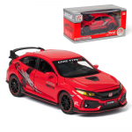 1/32 skaalaga Honda Civic Type-R survevalu sulamist mudelauto m&auml;nguasi, valguse ja heliga tagasit&otilde;mmatav s&otilde;iduk lastele t&auml;iskasvanutele m&otilde;eldud kingituste kollektsioon 1/32-15x6.5x5cm punane