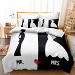 3D Modern Romantic Love Series voodipesukomplekt &auml;sja abiellunud toa tekk ja padjap&uuml;&uuml;r AU240 * 270 Super Size paarituba Pehme kodukaunistus US Twin 173x218cm