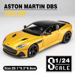 1/24 Scale Aston DBS metallist survevalu sulamist autode mudel, muusikavalgustusega m&auml;nguauto poistele, lastele, lastele kingitus, m&auml;nguasjad, s&otilde;idukite hobide kollektsioon 1/24-20x9x5.5cm