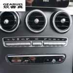 Car Styling Carbon fiber for Mercedes Benz C Class GLC X253 Air Conditioning CD Panel Buttons Stickers Auto Interior Carbon fiber gray