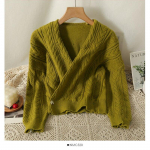 ITOOLIN Naiste Sexy Cross kardigan kampsun V-kaelusega &otilde;huke kampsun pikkade varrukatega kootud &scaron;ikk kampsun naiste t&auml;navar&otilde;ivastele One Size roheline