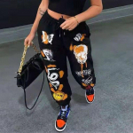 InstaHot naiste dressip&uuml;ksid Harajuku multifilm, tr&uuml;kitud p&uuml;ksid Jogger 2021, n&ouml;&ouml;riga p&uuml;ksid, t&auml;navar&otilde;ivad, vabaaja dressip&uuml;ksid, s&uuml;gis M