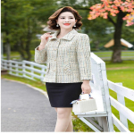 Kevadine s&uuml;gismood V&auml;ikese l&otilde;hnaga Tviidjakk Naiste vabaaja metsik l&uuml;hike mantel Emaruuduline bleiser&uuml;likond Elegantne &uuml;ler&otilde;ivas 5XL XL