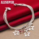 925 Sterling Silver Five Snake Star keti k&auml;ev&otilde;ru ehted 20cm